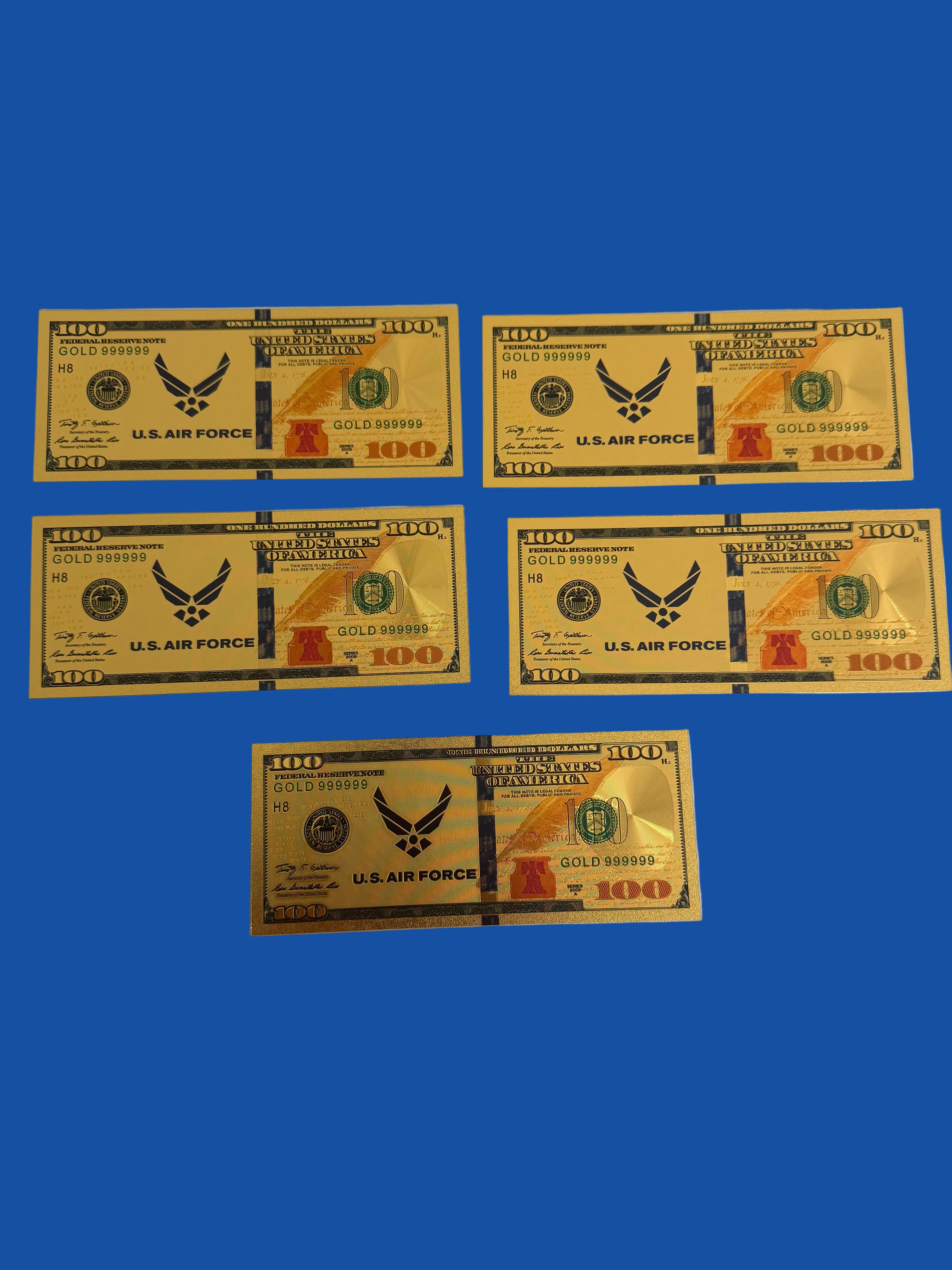 US Air Force collectible, gold foil set 5